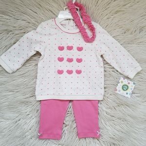 Little Me Pink Heart Top Pink Pants Set